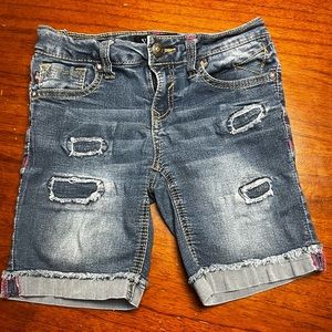 Vigoss Girls Thompson Bermuda Denim Shorts, Pink Stitching Trim, Size 8, 110237